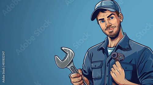 I imagined an image of a cartoon plumber standing confidently, holding a wrench
