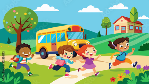 children-running-after-the-school-bus