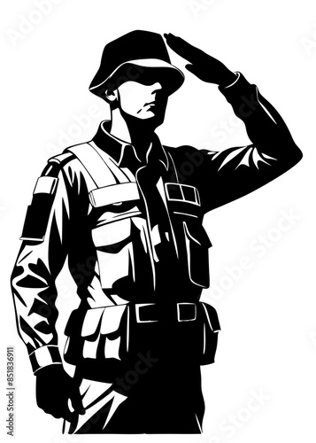 Wallpaper Mural Vector illustration of army soldier saluting Torontodigital.ca
