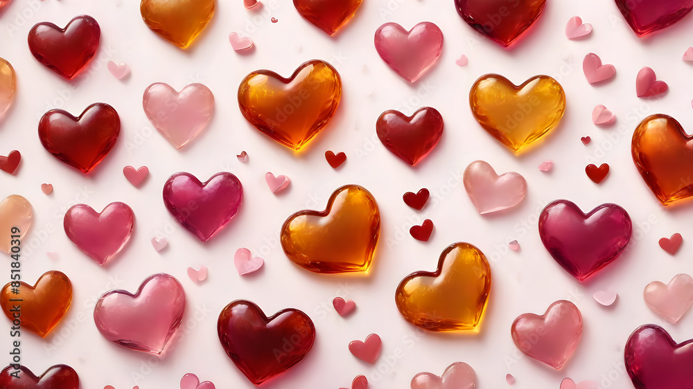 many amber butter hearts. heart illustration.
