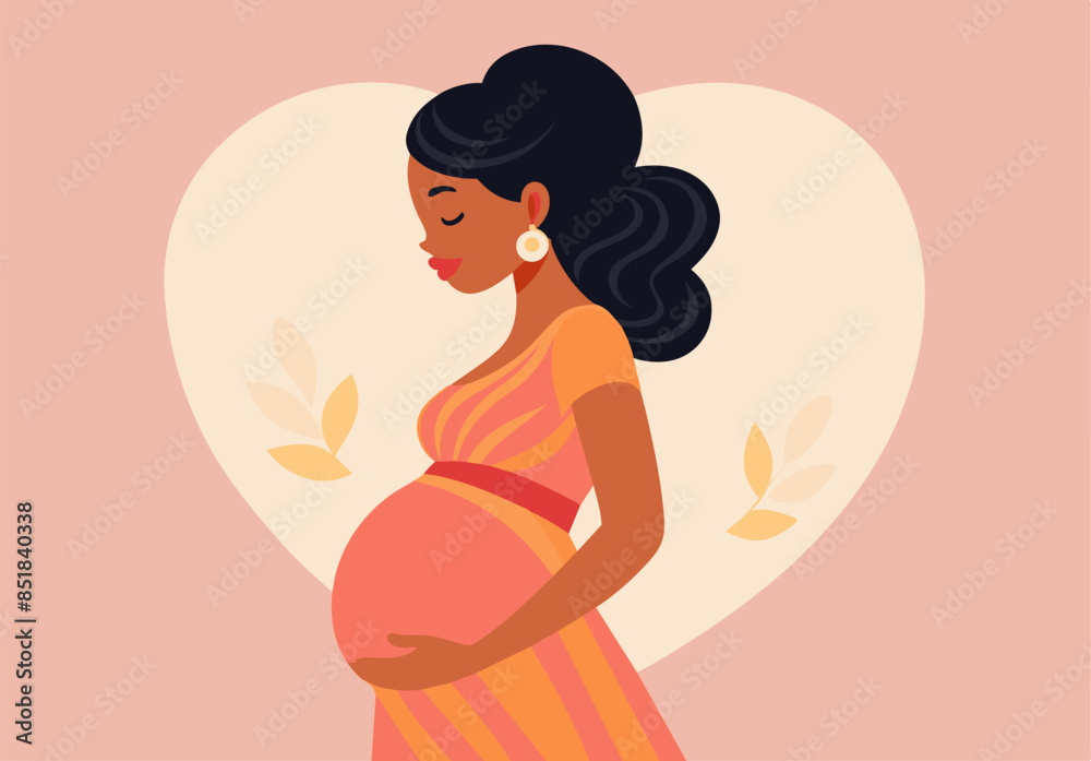 Illustration of a pregnant woman full of hope and joy awaiting her new life. Illustration of a pregnant woman full of hope and joy awaiting her new life.