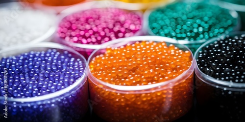 Plastic Pellets Granules and Resin Polymer Beads in Closeup. Concept Closeup Photography, Plastic Pellets, Resin Beads, Manufacturing Process, Raw Materials © Anastasiia
