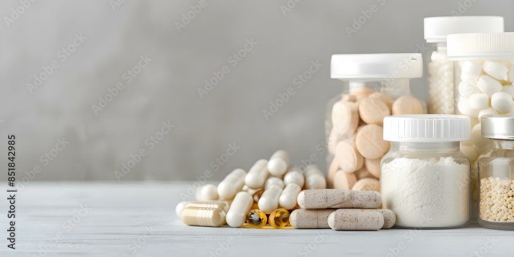 Variety of Fitness Supplements for Pre-Workout, Protein, BCAAs, and Nutrition. Concept Fitness, Supplements, Pre-Workout, Protein, BCAAs, Nutrition Variety of Fitness Supplements for Pre-Workout, Protein, BCAAs, and Nutrition. Concept Fitness, Supplements, Pre-Workout, Protein, BCAAs, Nutrition