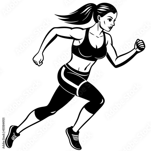 fitness-woman-in-black-and-white-run