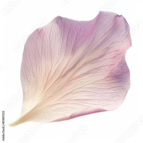 Delicate Rose Petal with Soft Curve on White Background