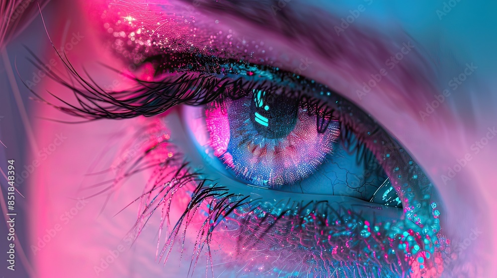 Close-up of digital eye in bright colors Close-up of digital eye in bright colors