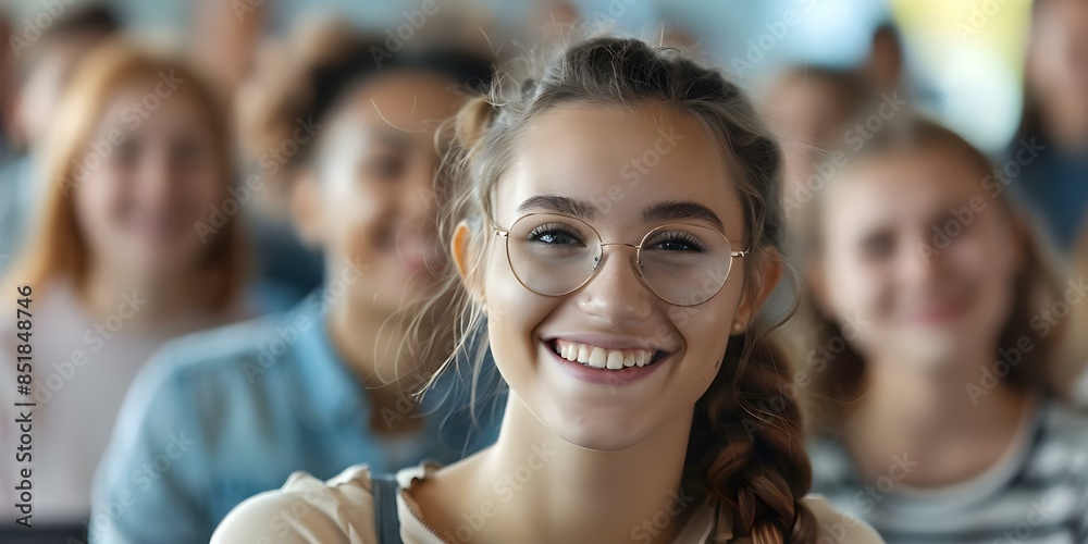Smiling Students Engaged in Classroom Learning at School or University. Concept Classroom Learning, Engaged Students, Smiling Faces, Educational Environment, School or University Smiling Students Engaged in Classroom Learning at School or University. Concept Classroom Learning, Engaged Students, Smiling Faces, Educational Environment, School or University