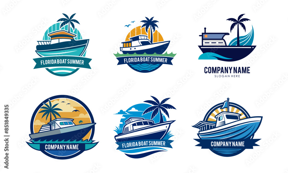 set of boat logo badges and labels set of boat logo badges and labels