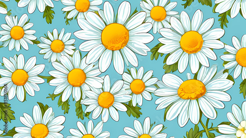 Charming Daisy Design with White and Yellow Flowers Pattern