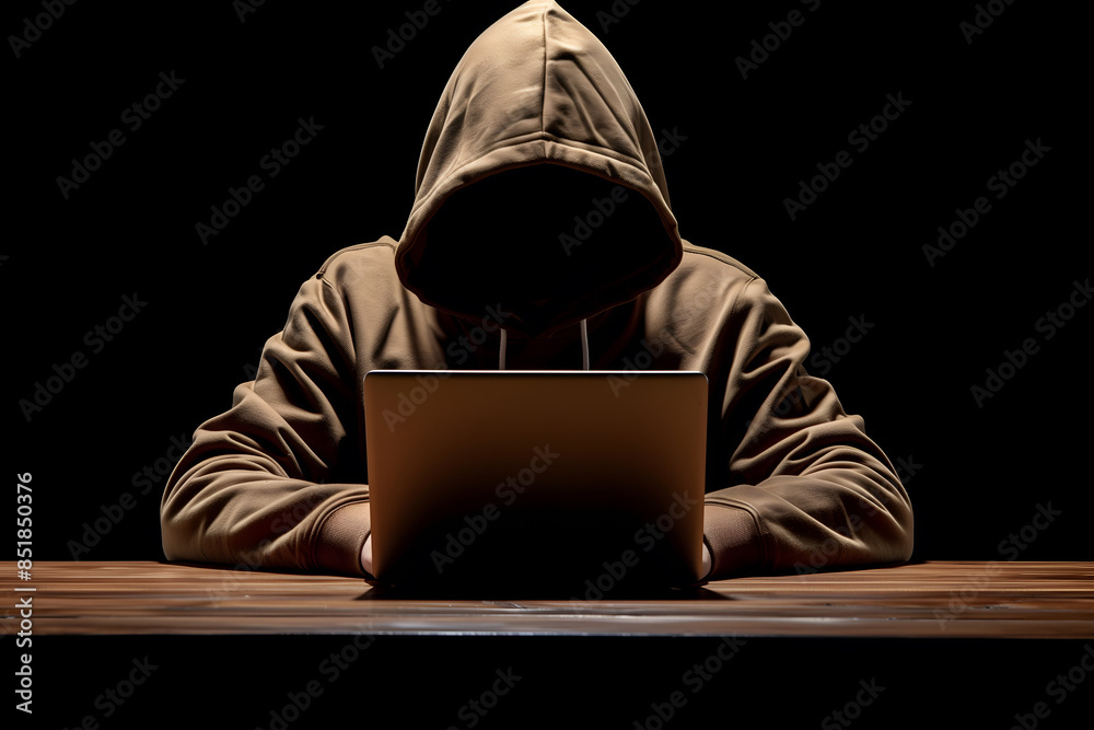 Anonymous hacker typing computer laptop. Cybercrime, cyberattack, dark web concept. Anonymous hacker typing computer laptop. Cybercrime, cyberattack, dark web concept.
