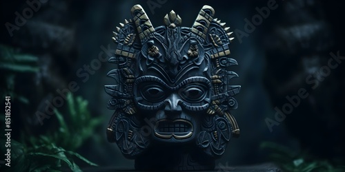 Ancient Deity Enshrined in Enigmatic Magical Totem with Captivating Atmosphere. Concept Mythical Creatures, Mystical Symbolism, Supernatural Powers photo