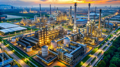 view of refinery chemical plant in industrial area