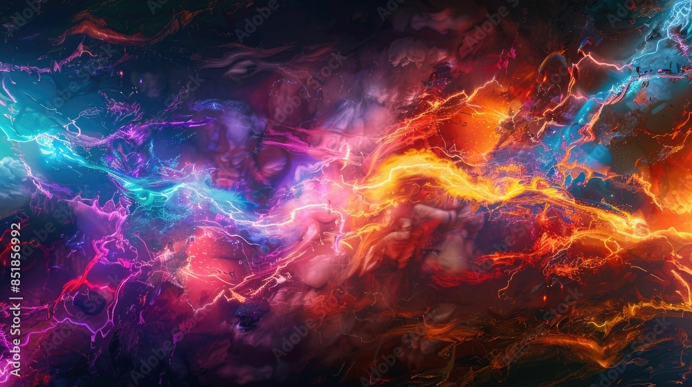 A vibrant background illuminated by lightning, perfect for illustrating sudden moments or dramatic effects