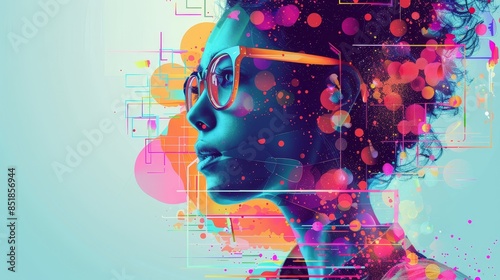 Creative flat design front view innovative tech solutions theme animation Triadic Color Scheme