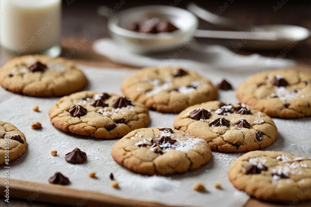 Cookies with minimal garnish on parchment paper Cookies with minimal garnish on parchment paper