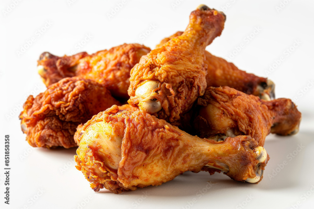 pile of golden brown fried chicken drumstick isolated on white background pile of golden brown fried chicken drumstick isolated on white background