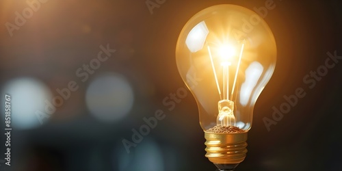 Financial growth symbolized by an illuminated light bulb with coins growing from soil. Concept Financial Growth, Illuminated Light Bulb, Coins, Growing From Soil, Symbolism