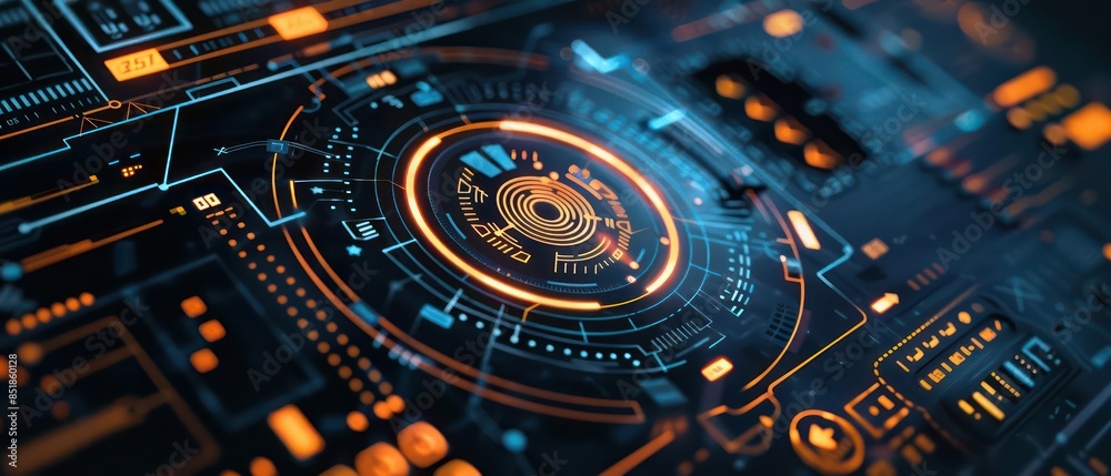 A closeup of a futuristic digital wallet interface with advanced security features A closeup of a futuristic digital wallet interface with advanced security features