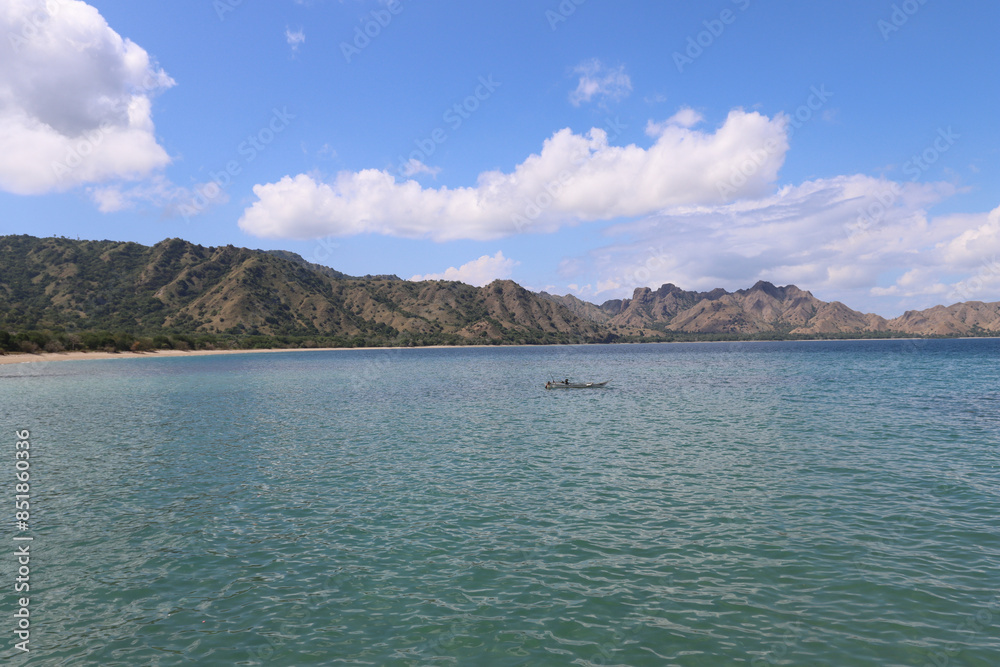 View of Komodo island mountains from the ocean View of Komodo island mountains from the ocean