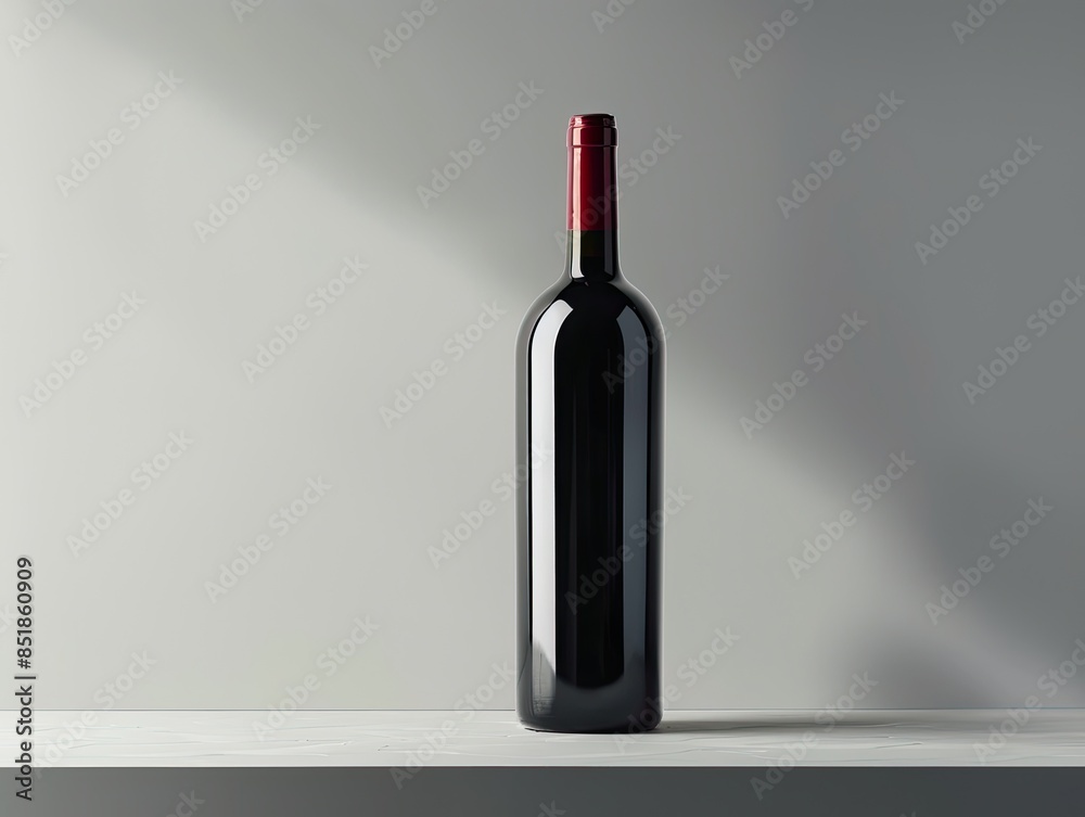 Elegant Wine Bottle on White Background with Soft Lighting and Shadows for Luxury Product Photography Elegant Wine Bottle on White Background with Soft Lighting and Shadows for Luxury Product Photography