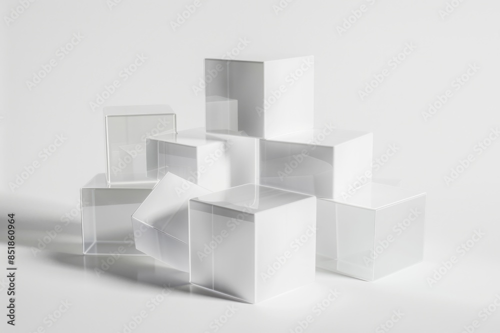 A collection of white storage containers piled high, often used in offices for filing and organization A collection of white storage containers piled high, often used in offices for filing and organization