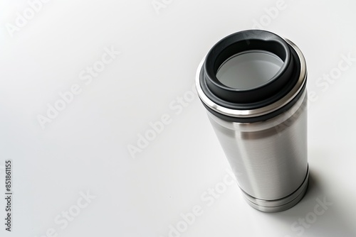 Elegant Luxury Travel Mug Product Photography on White Background with Soft Shadows and High Detail   Studio Lighting Top View Modern Design \ © winnie