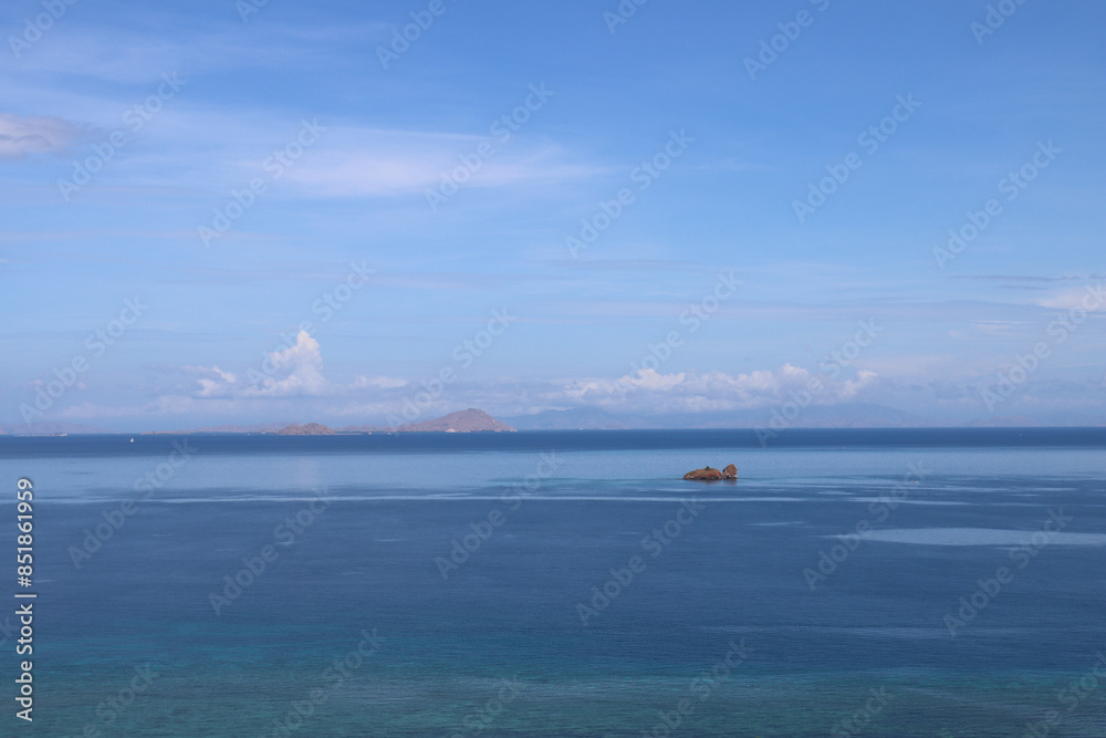 Naklejka premium Boat on Indian Ocean, near Labuan Bajo