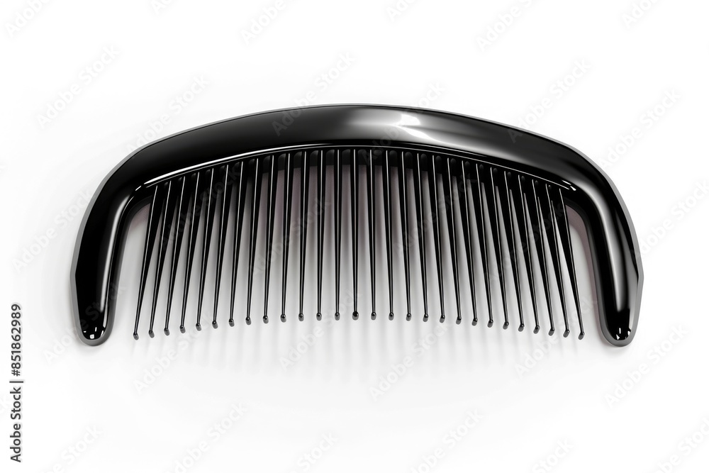 A close-up view of a black comb on a plain white background, perfect for use in beauty or grooming related contexts A close-up view of a black comb on a plain white background, perfect for use in beauty or grooming related contexts