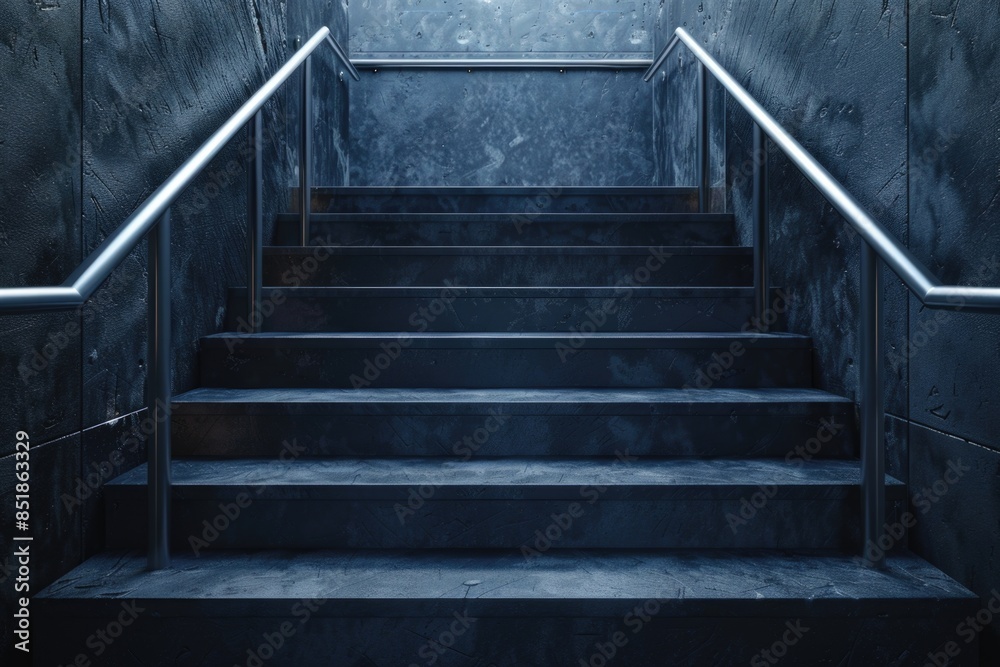 A stairway leading up to the top of a building A stairway leading up to the top of a building