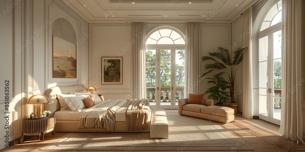 Fototapeta premium Cozy Bedroom in Hotel and Apartment Settings