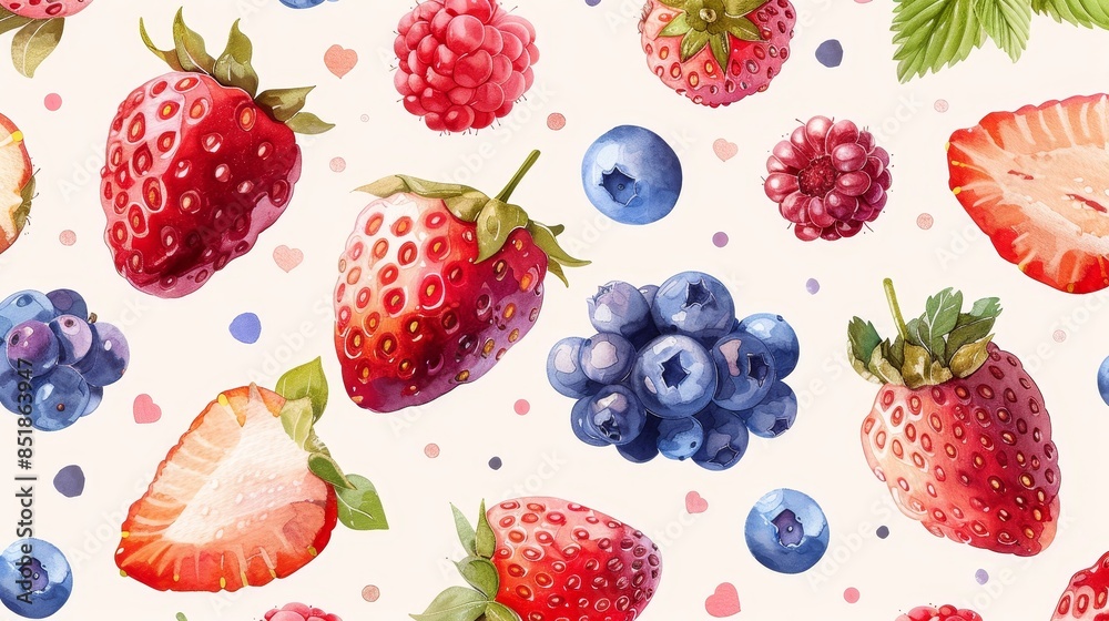 Berry flat design top view summer theme water color colored pastel Berry flat design top view summer theme water color colored pastel