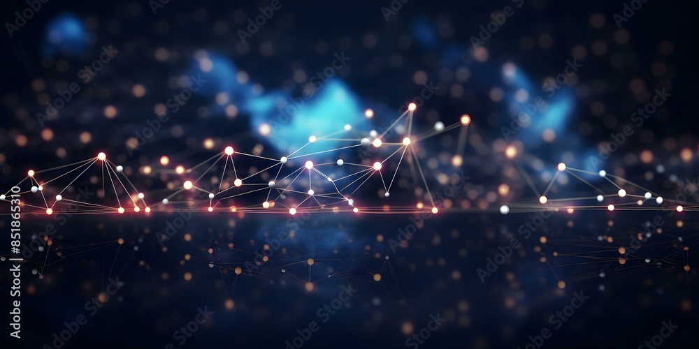 Obraz premium Data points merging in cloud symbolizing cloud computings virtualized resource interaction. Concept Cloud Computing, Data Integration, Virtualization Platforms, Resource Management