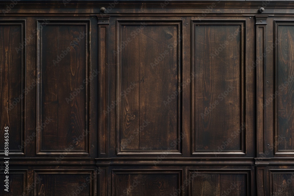 A wooden paneled wall with a clock on top, suitable for use in interior design or architecture photography A wooden paneled wall with a clock on top, suitable for use in interior design or architecture photography