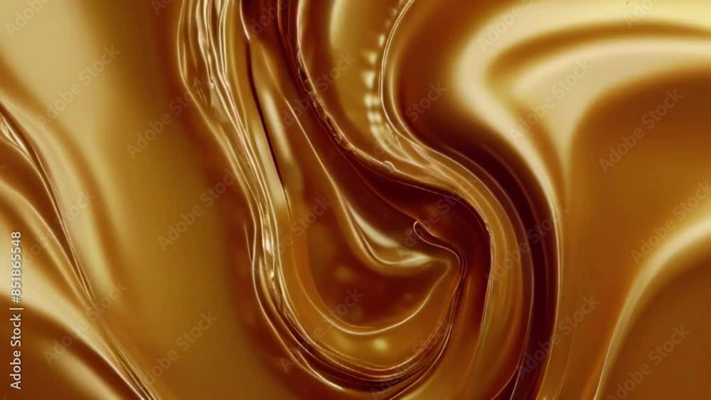 Abstract Looping gold liquid. Golden wave background Loop. Gold background. Gold texture. Lava, nougat, caramel, amber, honey, oil