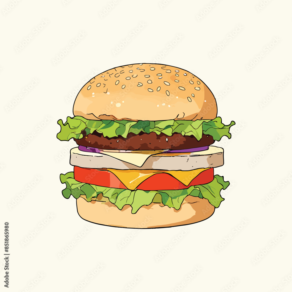 Burger illustration vactor desing sticker Burger illustration vactor desing sticker