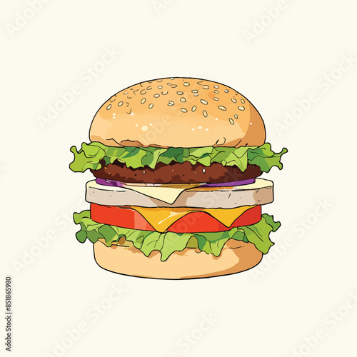 Burger illustration vactor desing sticker