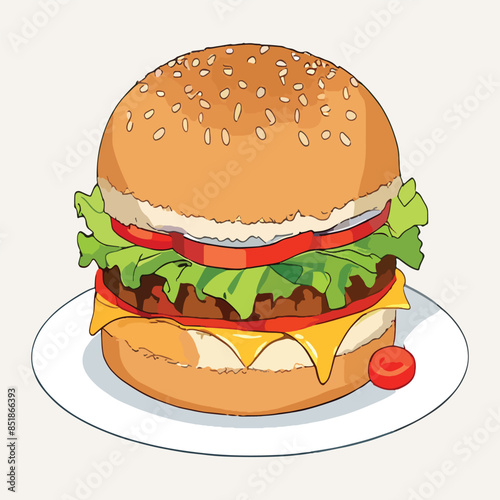 Burger illustration vactor desing sticker