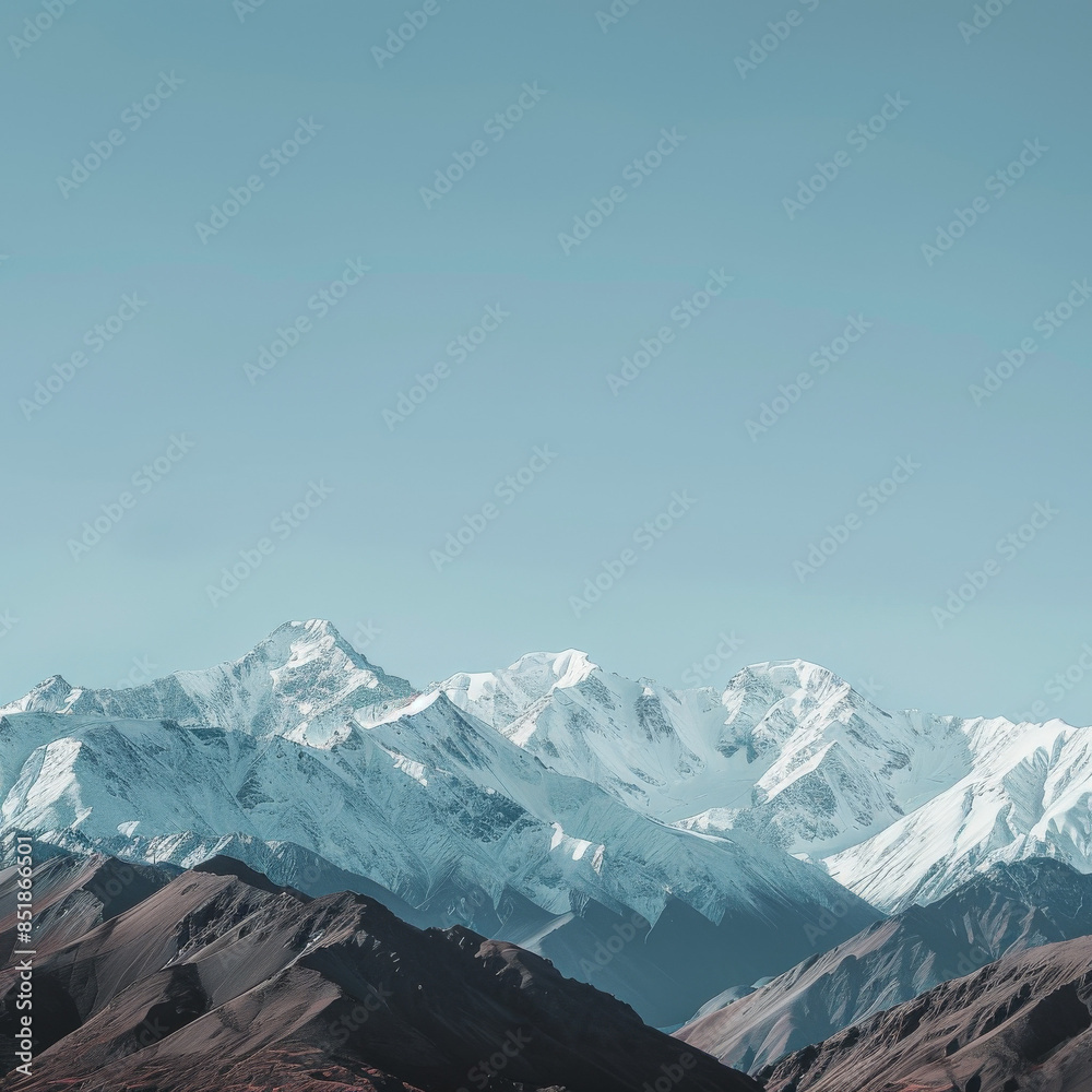 landscape photograph of snow-capped mountains against a clear blue sky landscape photograph of snow-capped mountains against a clear blue sky