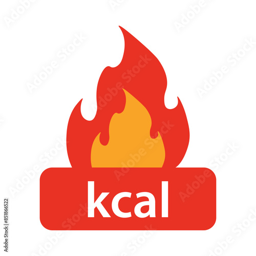 Energy fat burn kcal fire icon. Kilocalorie red-orange logo vector weight fitness flame graphic icon illustration. kilocalorie symbolic emblem for food products cover designation, fat burning.