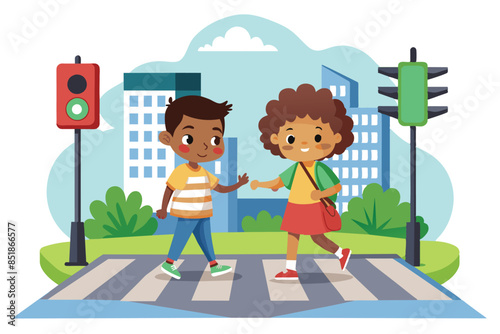 illustration of a child crossing the road