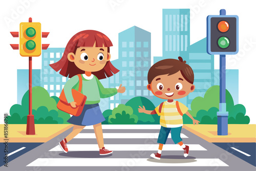 illustration of a child crossing the road