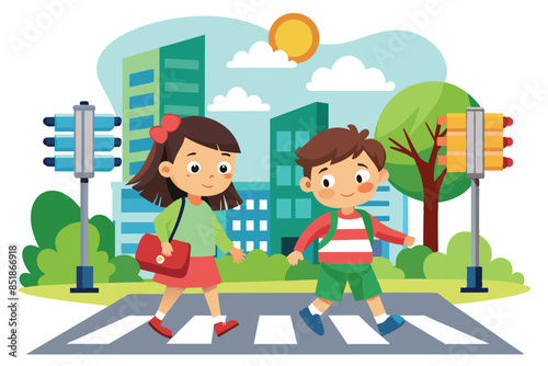 illustration of a child crossing the road