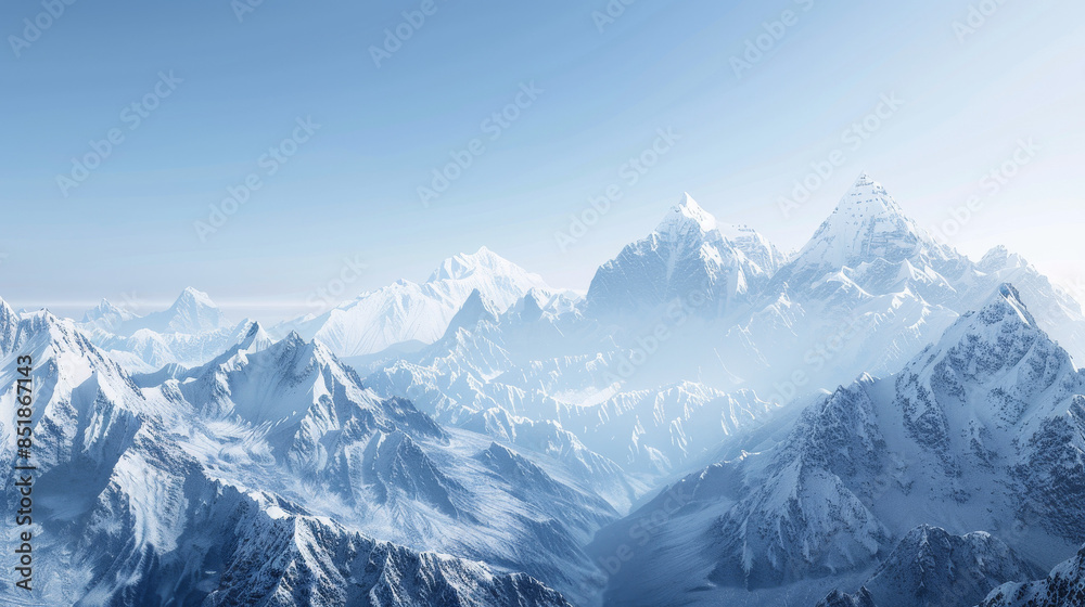 Obraz premium landscape photograph of snow-capped mountains against a clear blue sky
