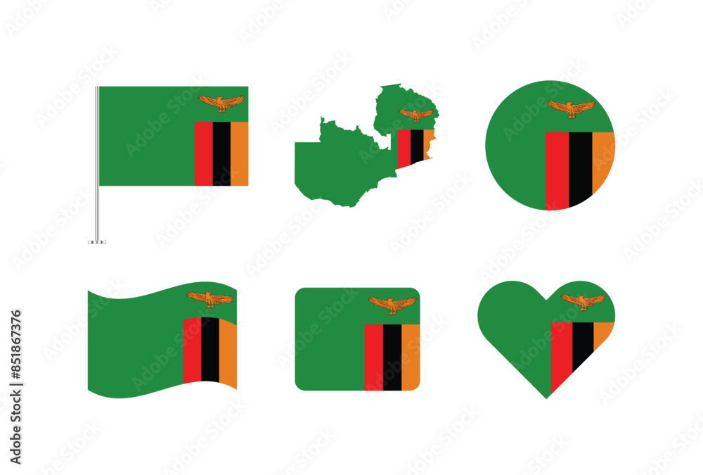 Vector Zambia flag. Set of Zambia Flags Collection.
Vector Zambia flag. Set of Zambia Flags Collection.