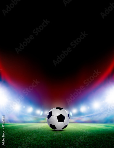 Fußball im einer Fussballarena im Scheinwerferlicht 2024
