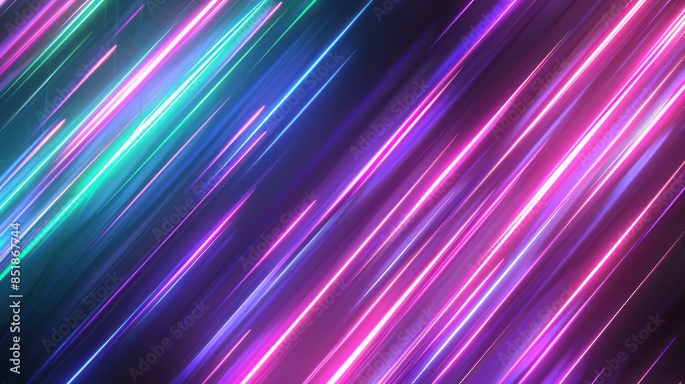 Vibrant neon light lines glowing in the dark, creating an abstract background with energy and motion effects Vibrant neon light lines glowing in the dark, creating an abstract background with energy and motion effects