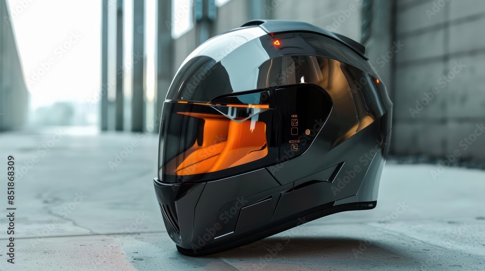 Fototapeta premium A hightech, minimalistic helmet with integrated AR displays for navigation and safety alerts