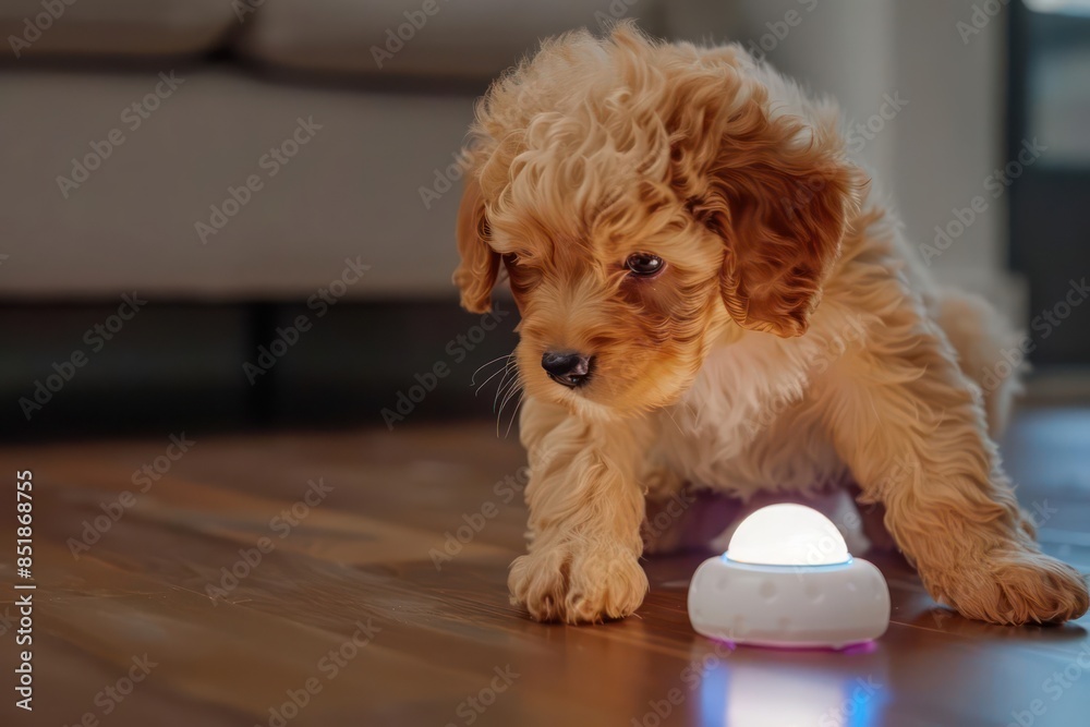 A hightech toy with AI that learns a pets play patterns and adapts to keep them engaged A hightech toy with AI that learns a pets play patterns and adapts to keep them engaged