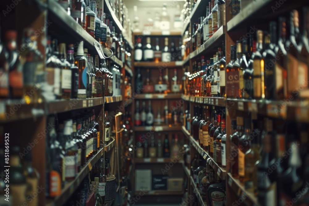 A store filled with many bottles of various types of liquor A store filled with many bottles of various types of liquor
