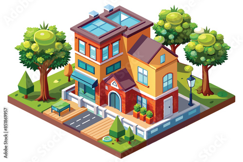 isometric house cartoon